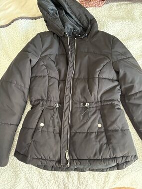 H&M Black Hooded Puffer Jacket